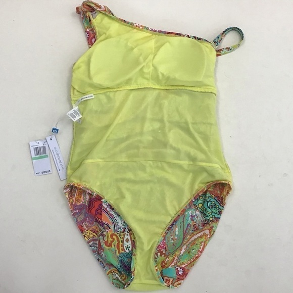 Bleu Rod Beattie Paisley One Piece Swimsuit Padded Cap Multicolor Size 8 NWT - Picture 4 of 9